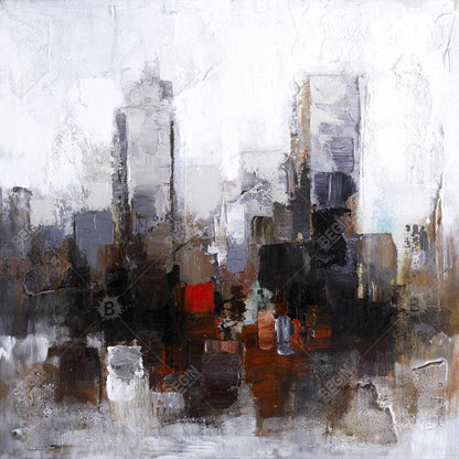 Toile « Obscure City » | Cadre marron contemporain