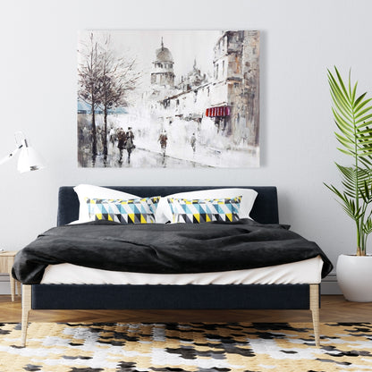 Gray City Street Canvas | Bedroom Wall Art Home Decor