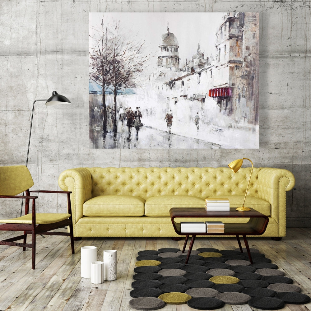 Gray City Street Canvas | Bedroom Wall Art Home Decor