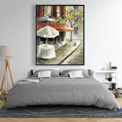 Décoration sur toile encadrée orange représentant une rue déserte et ensoleillée pour chambre à coucher