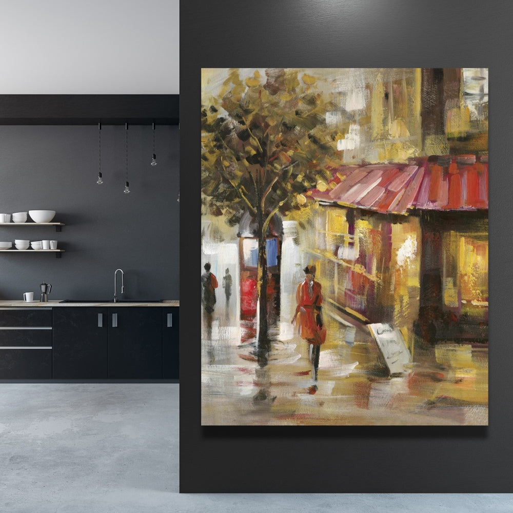 Abstract Street with Passers | Trees Contemporary Bedroom Canvas