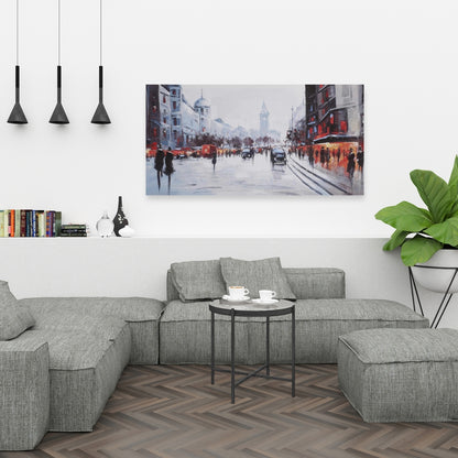 Street Scene with Cars Gray Office Canvas | Home Decor Art
