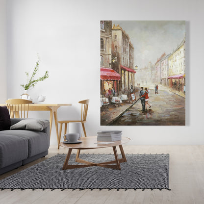 Building Cities Red Canvas Art - Couple Walking Home Decor