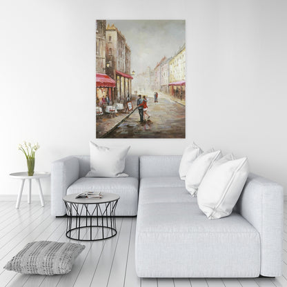Building Cities Red Canvas Art - Couple Walking Home Decor