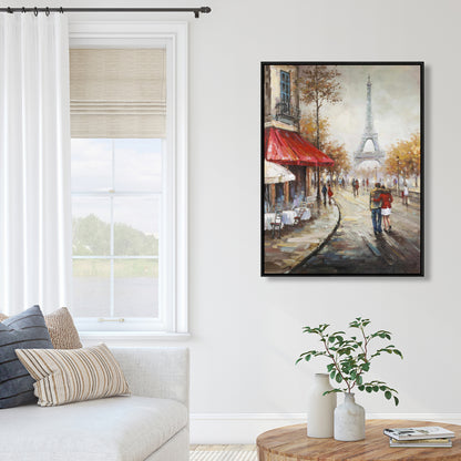 Toile encadrée « Couple marchant dans une rue parisienne » | Décoration d'intérieur
