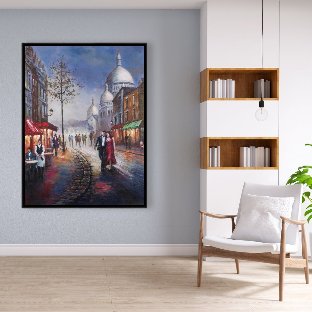 Toile « Couple habillé » | Art encadré « Villes bleues » pour chambre