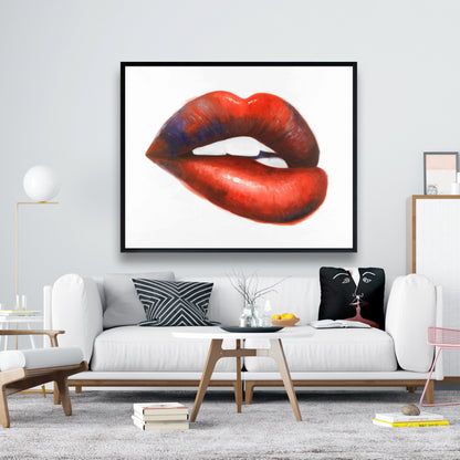 Toile « Beauté Rouge » - Magnifique œuvre d'art murale à la bouche rouge