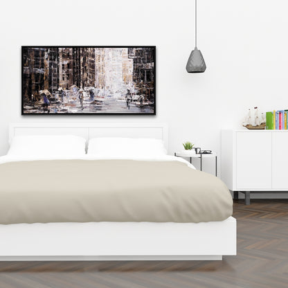 "Industrial Abstract City Canvas - White Framed Wall Art"