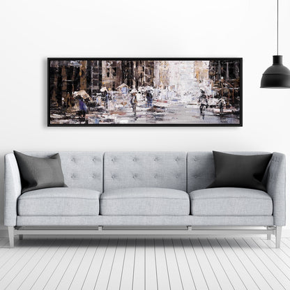 "Industrial Abstract City Canvas - White Framed Wall Art"