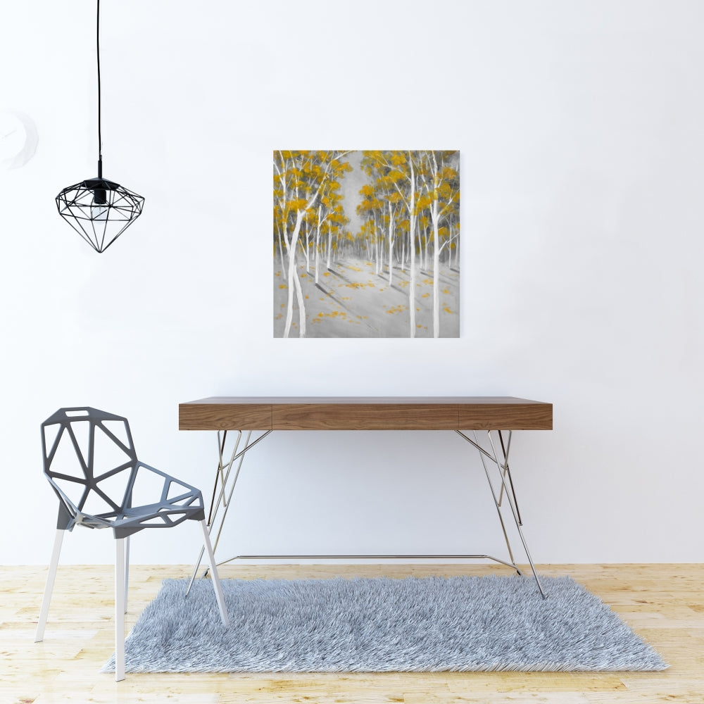 Yellow Birch Forest Canvas - Trees Landscapes Bedroom Decor