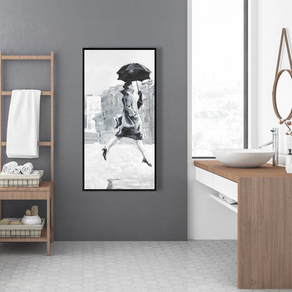 Toile encadrée « Femme grise sous la pluie » | Décoration de chambre