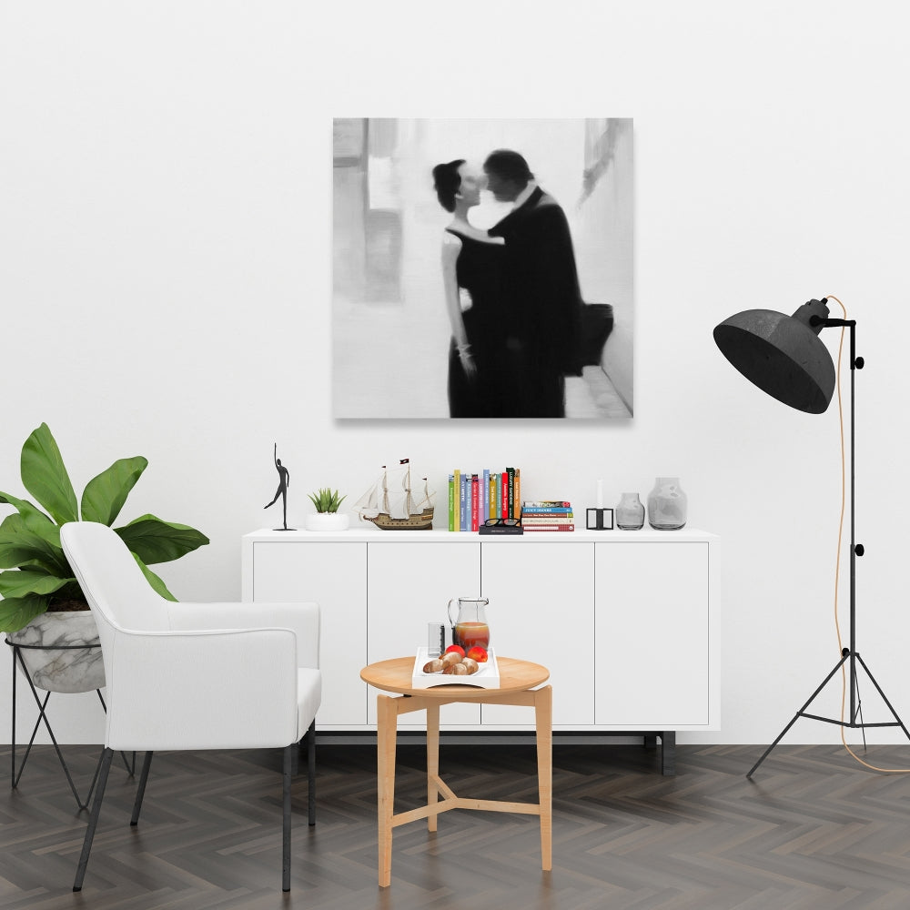 Couple in the Street Canvas - Figurative White Woman Wall Art