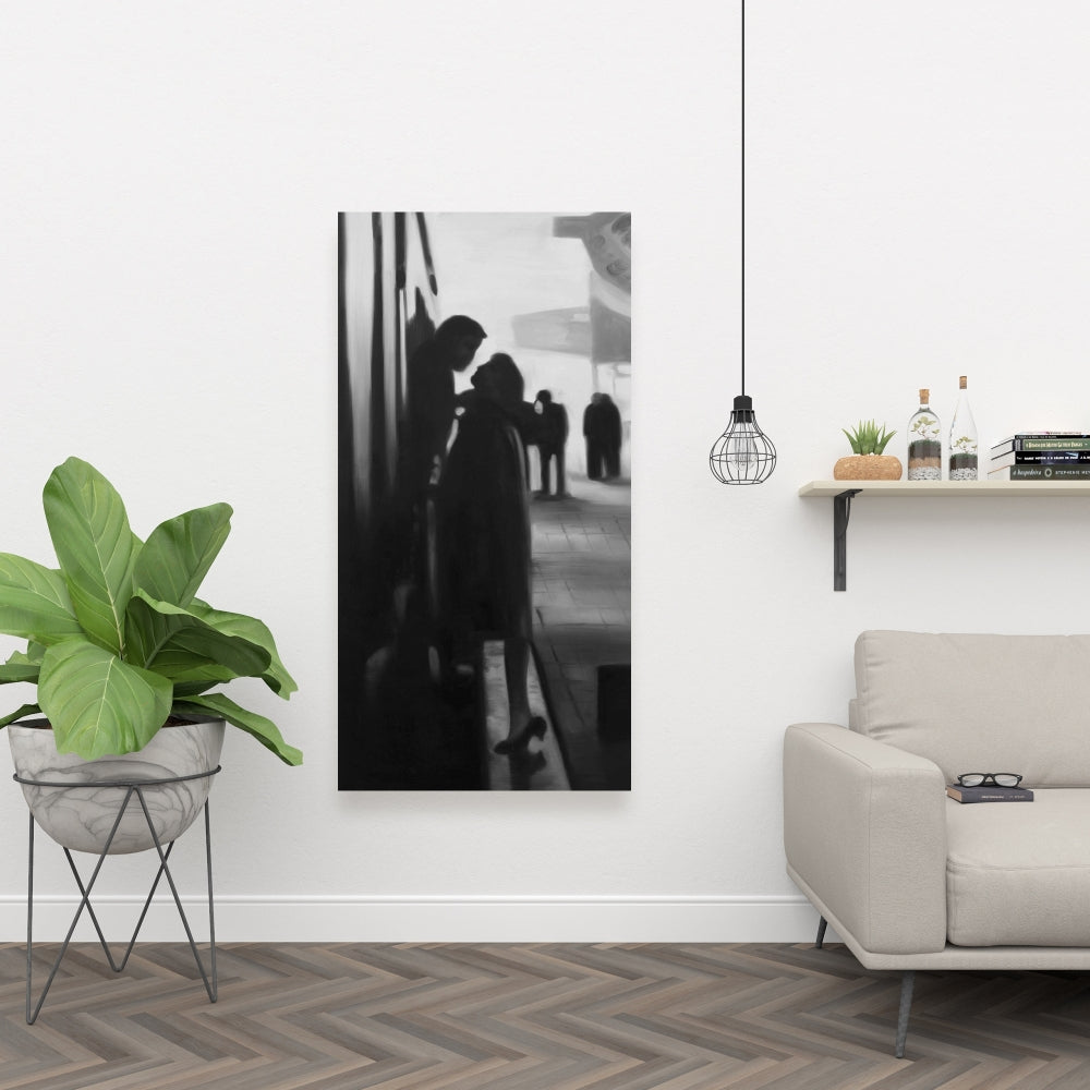 Couple at the Train Station Canvas - Woman Figurative Decor