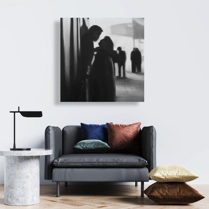 Couple at the Train Station Canvas - Woman Figurative Decor