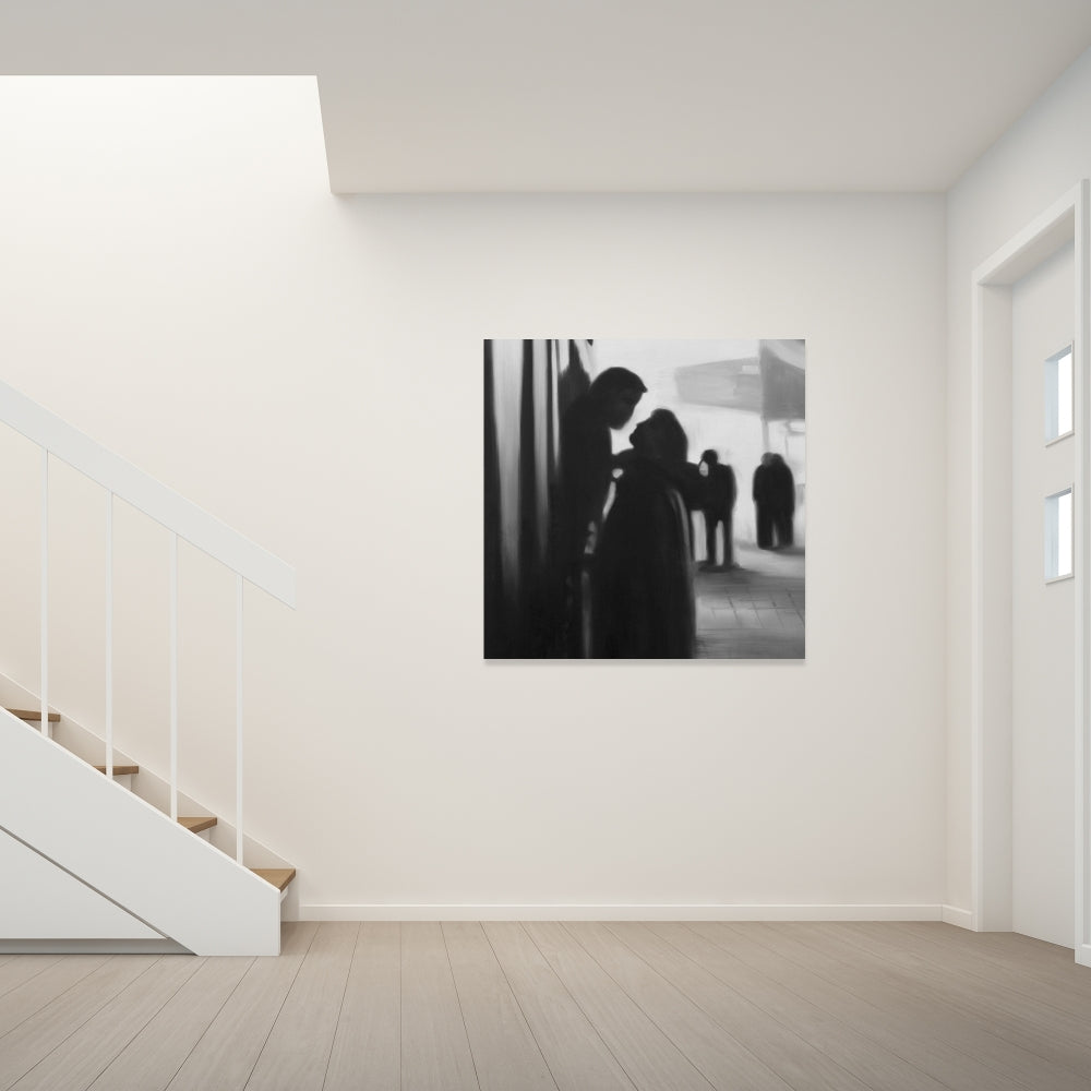 Couple at the Train Station Canvas - Woman Figurative Decor
