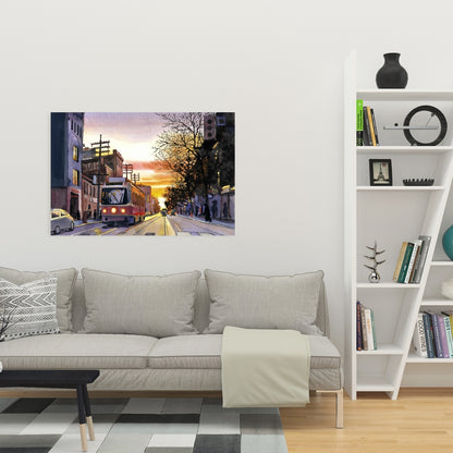 Blue Sunset Streetscape Canvas | Toronto Home Decor Art