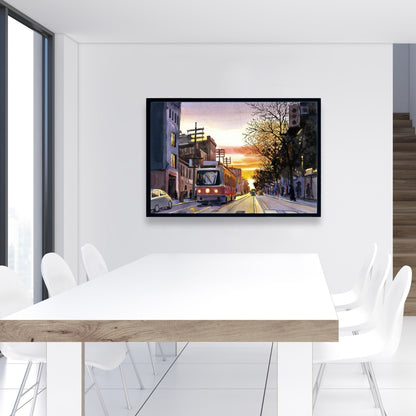 Toile « Sunset Streetscape Toronto » | Décoration d'intérieur Blue Street