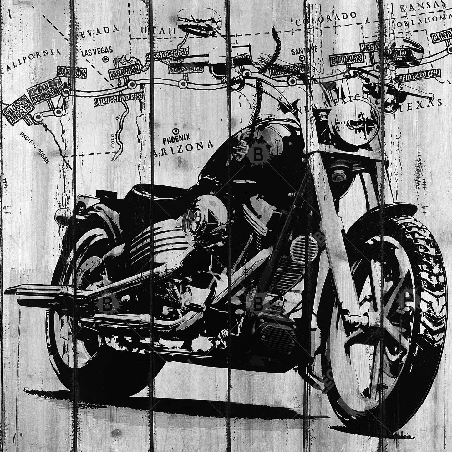 Toile moto grise et noire | Décoration de transport américain