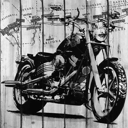 Toile moto grise et noire | Décoration de transport américain