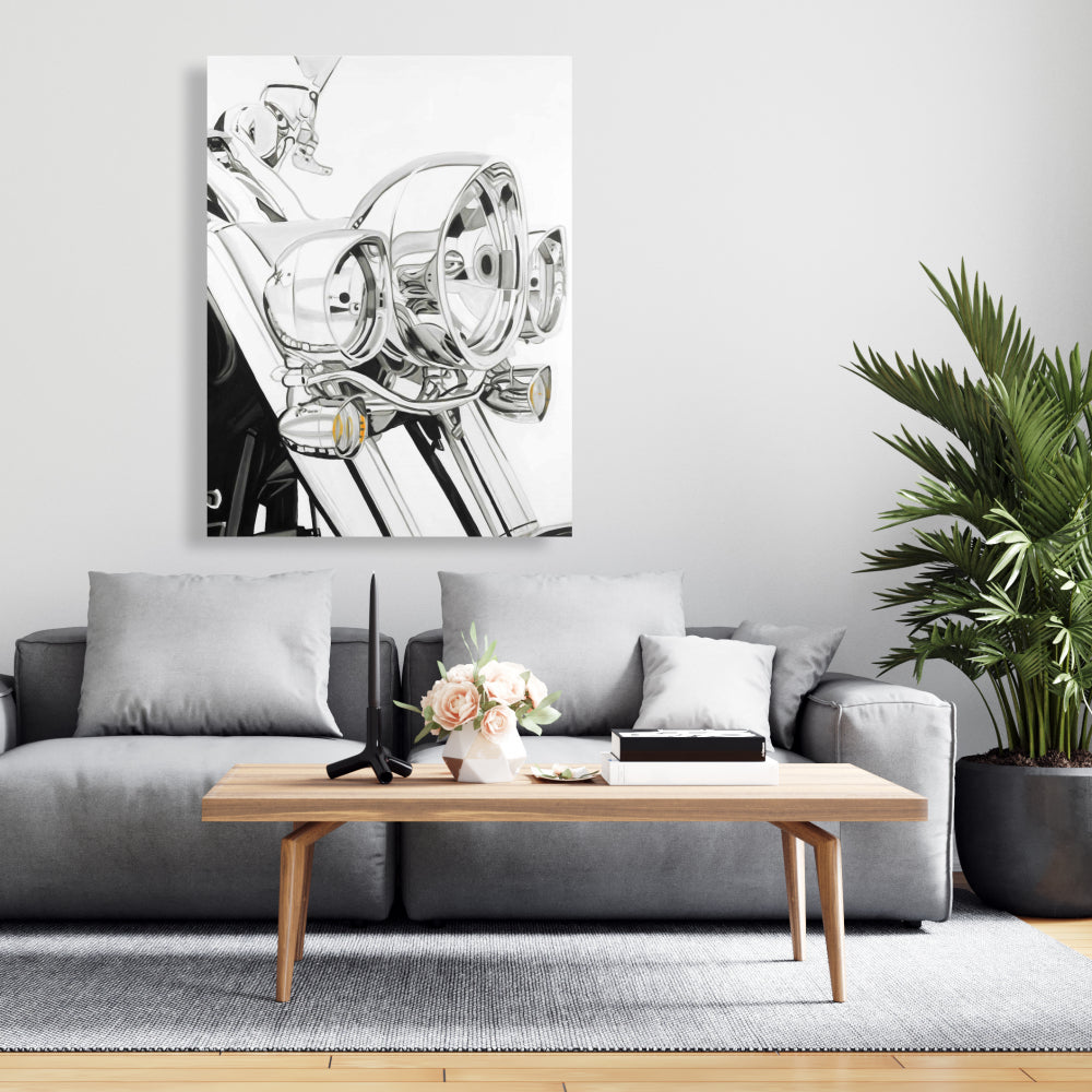 Motorcycle Light Canvas | White Bedroom Decor | Home Hobbies