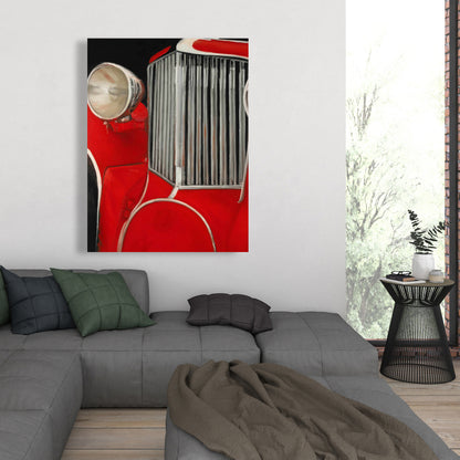 Toile Gros plan sur une voiture des années 50 | Décoration d'intérieur vintage