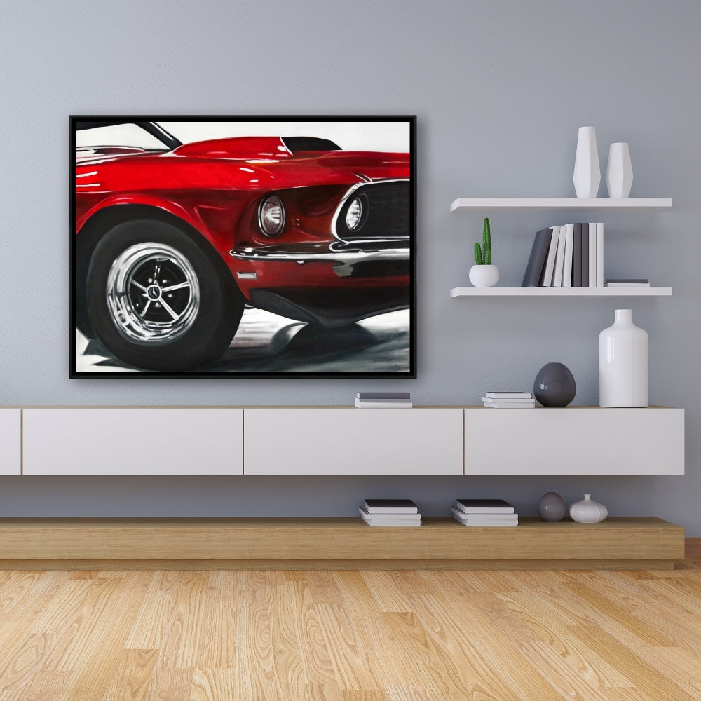 Toile de voiture rouge vintage | Décoration murale classique