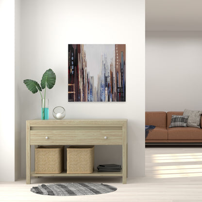 Industrial Blue Abstract Buildings Canvas | Bedroom Wall Art
