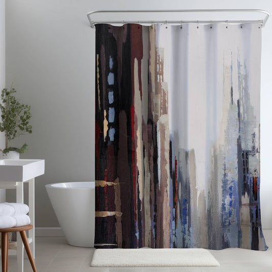 Abstract Buildings Shower Curtain - Industrial Bedroom Decor