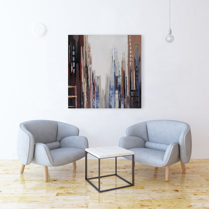 Industrial Blue Abstract Buildings Canvas | Bedroom Wall Art