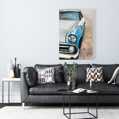 Old Classic Car Canvas | Blue Bedroom Decor | Home Wall Art