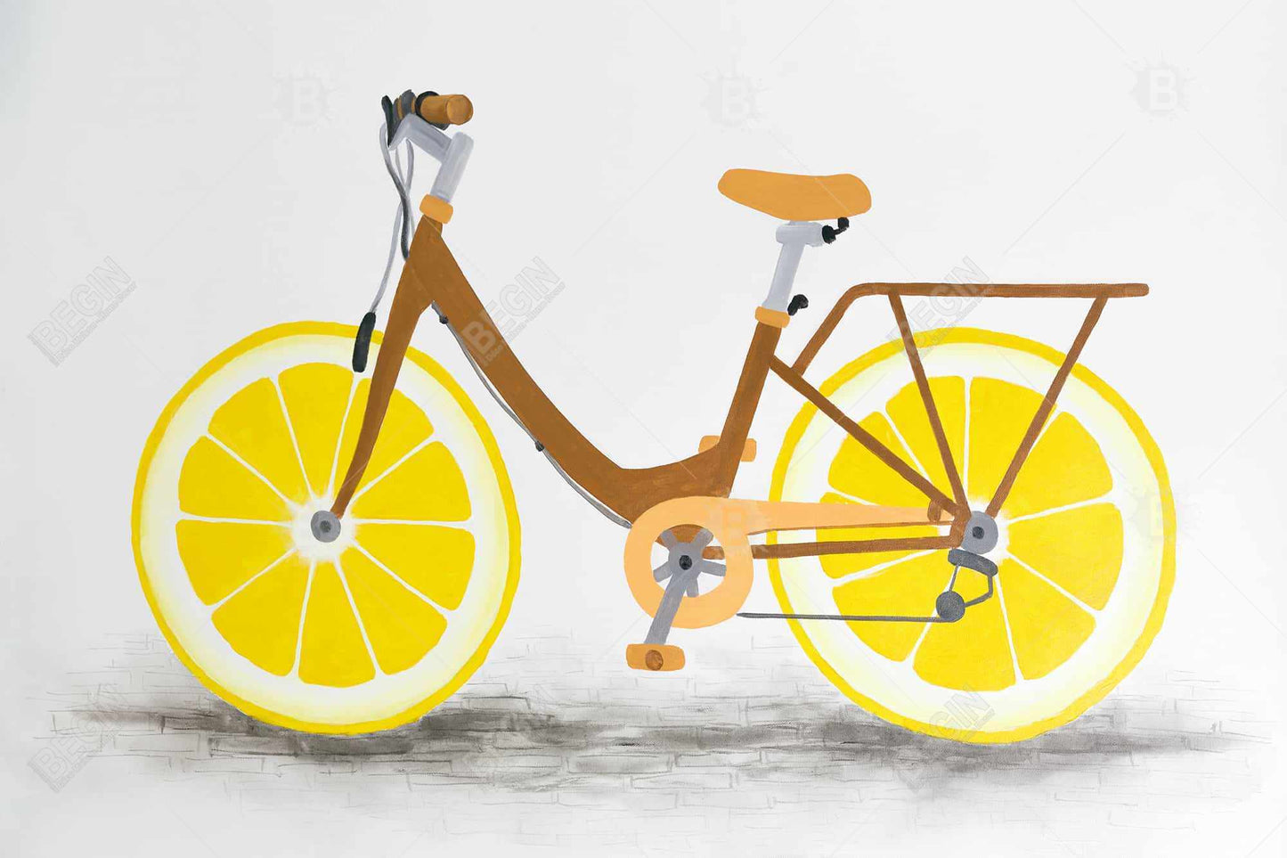 Lemon Wheel Bike Canvas | Hobbies Illustrative Bedroom Decor