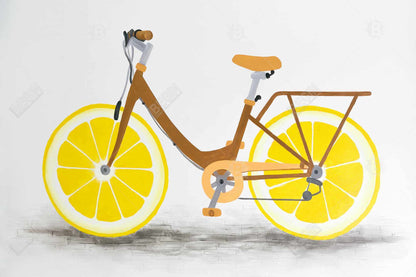 Lemon Wheel Bike Canvas | Hobbies Illustrative Bedroom Decor