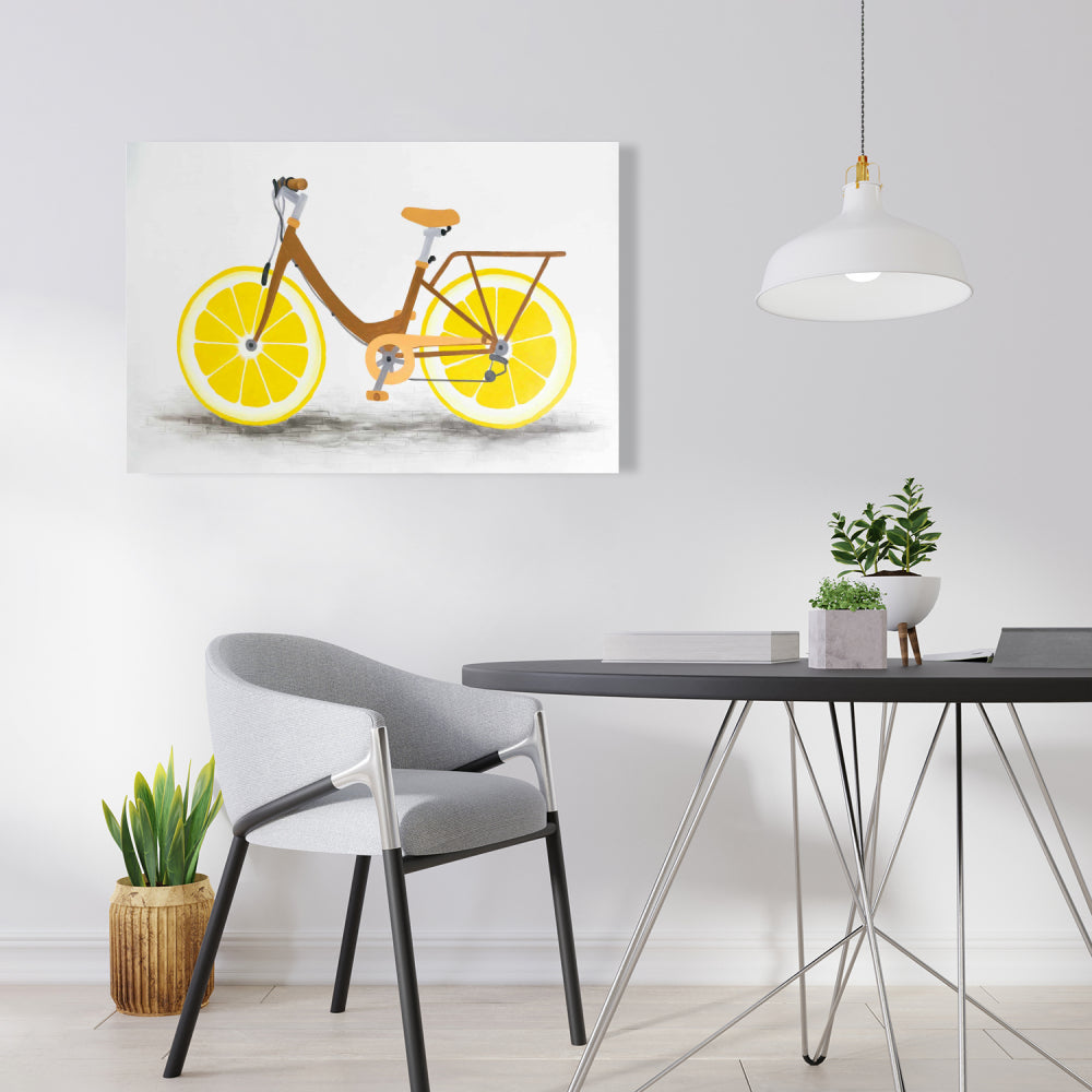 Lemon Wheel Bike Canvas | Hobbies Illustrative Bedroom Decor