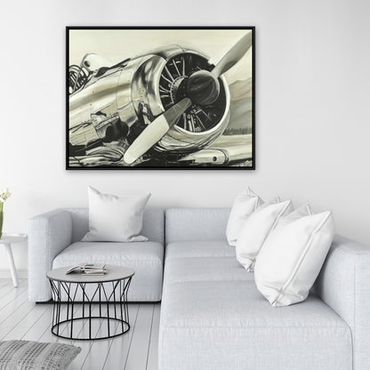 Vintage Aircraft Canvas | Black Framed | Home Decor Art