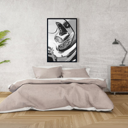 White Monochrome Bedroom Canvas - Beautiful Chrome Car Decor