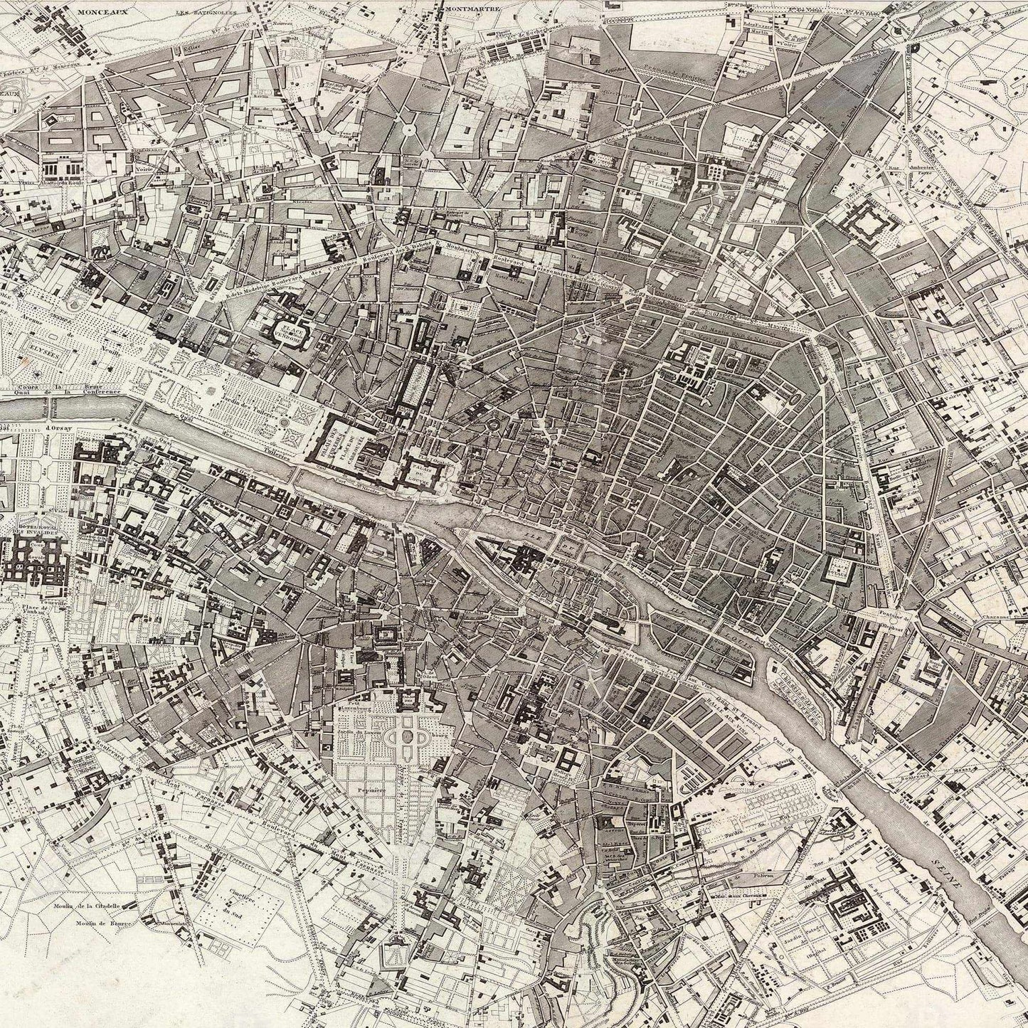 Toile Plans de Paris | Cadre beige | Décoration murale