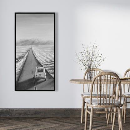 Car on the Road Framed Canvas | Mountains Home Decor Art