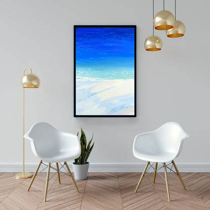 Blue Exotic Bathroom Canvas | Satellite View Ocean Decor