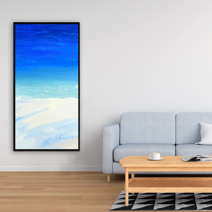 Blue Exotic Bathroom Canvas | Satellite View Ocean Decor