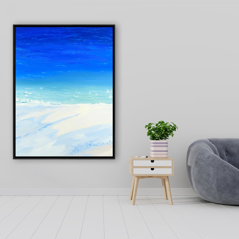 Blue Exotic Bathroom Canvas | Satellite View Ocean Decor