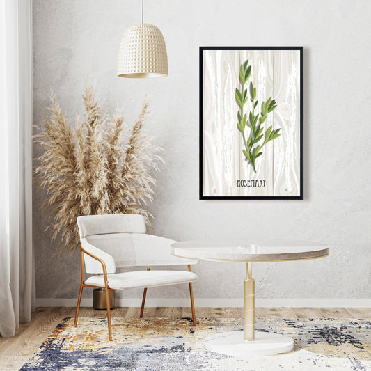 Rosemary on Wood - Botanical Kitchen Canvas for Home Decor