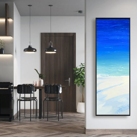 Blue Exotic Bathroom Canvas | Satellite View Ocean Decor