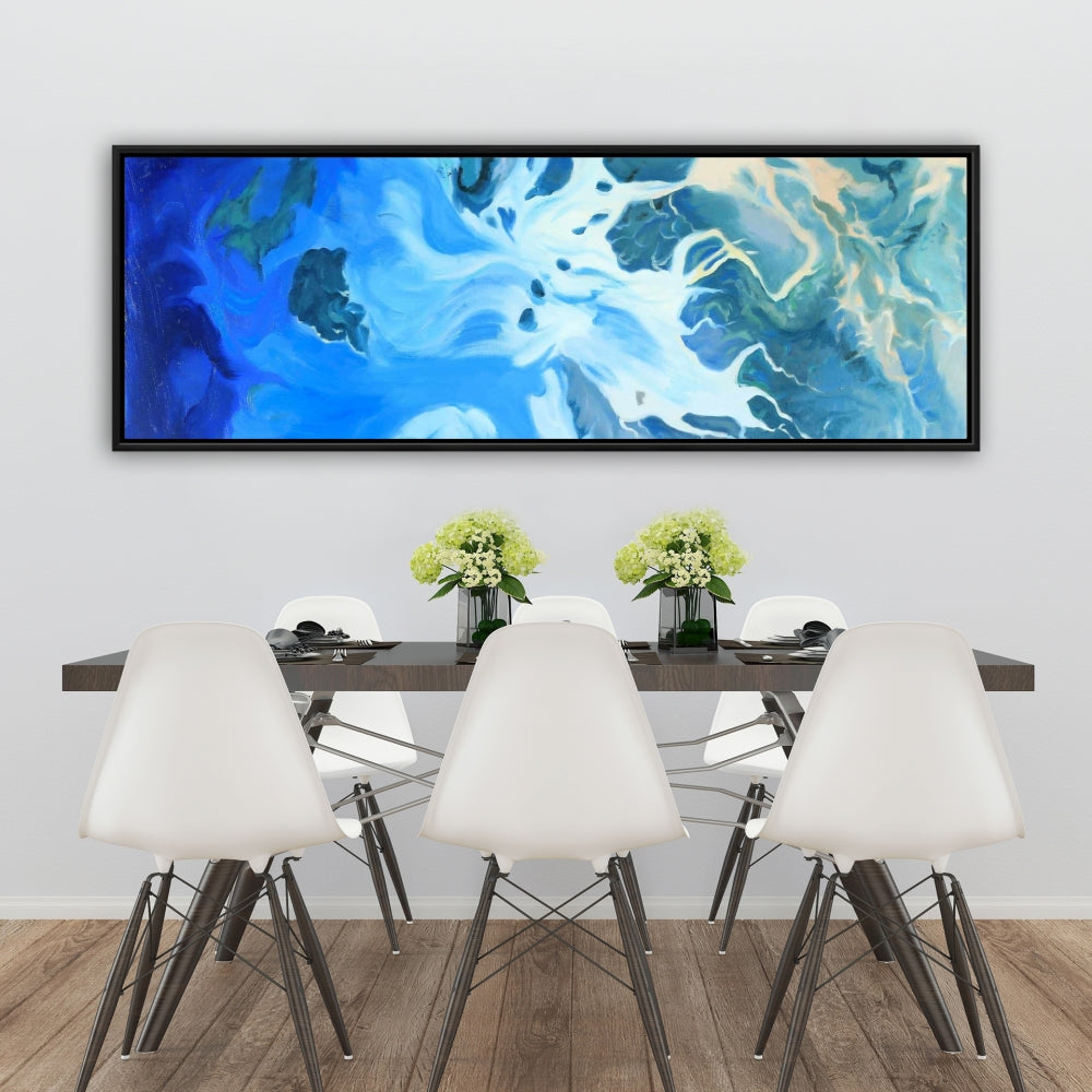 Toile encadrée pour chambre côtière - Vue satellite des îles Mergui