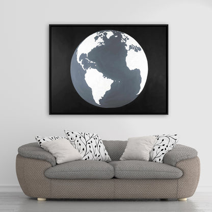 Toile panoramique bleue pour chambre à coucher | Décor avec vue satellite de la Terre