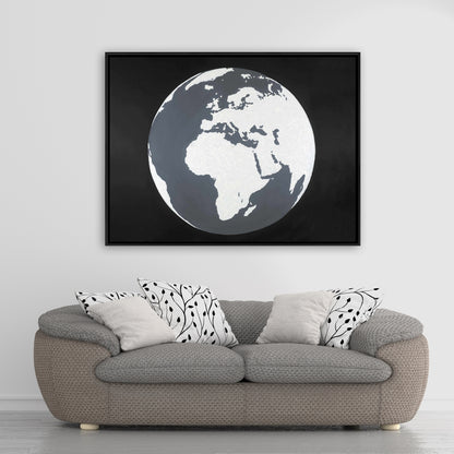 Toile astronomique panoramique sur la Terre | Décoration d'intérieur avec cadre bleu