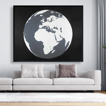 Toile astronomique panoramique sur la Terre | Décoration d'intérieur avec cadre bleu