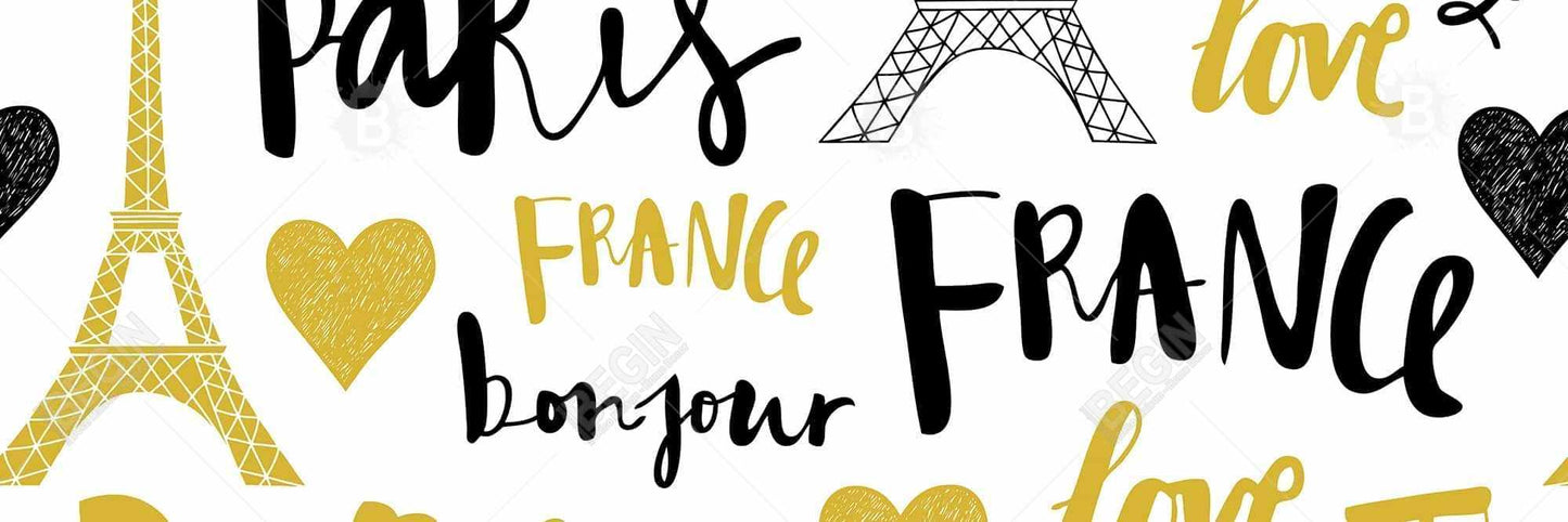 Yellow Bonjour la France Canvas - Typo & Symbols Bedroom Decor
