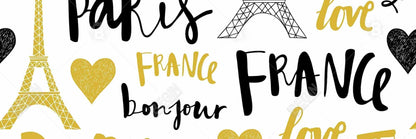 Yellow Bonjour la France Canvas - Typo & Symbols Bedroom Decor