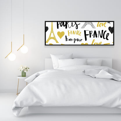 Bonjour la France Yellow Canvas | Bedroom Wall Art Decor