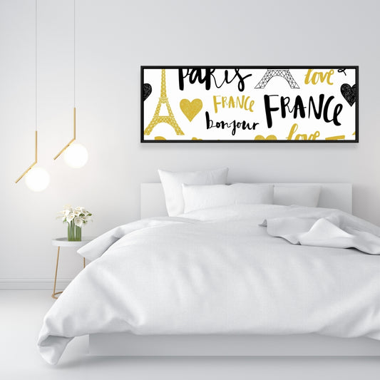 Bonjour la France Yellow Canvas | Bedroom Wall Art Decor
